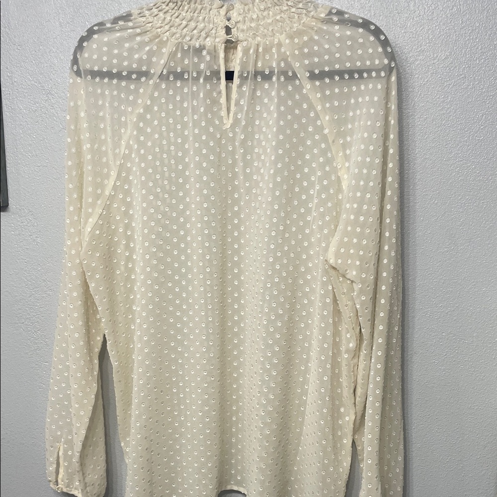 Mossimo Romantic Sheer Cream Polka Dot Women's Blouse XL - Picture 4 of 8